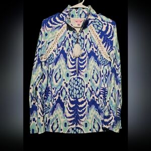 Lilly Pulitzer EUC Medium Patterned Half Zip PTP 20 - No Holes/No Stains